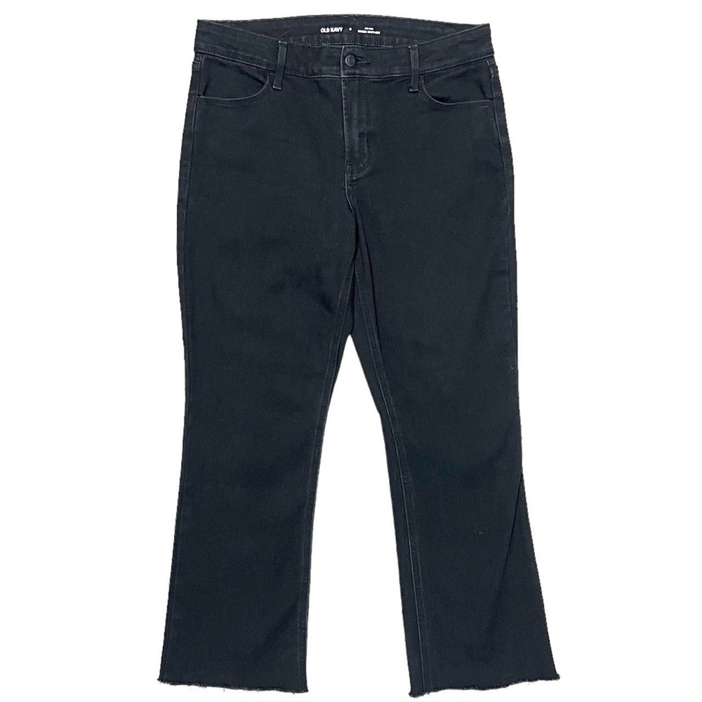 Old Navy Women's Mid Rise Kicker Boot-Cut Cropped Jeans Black Size 6
